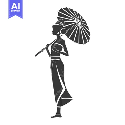 Aset premium populer: Silhouette of a Woman with an Umbrella