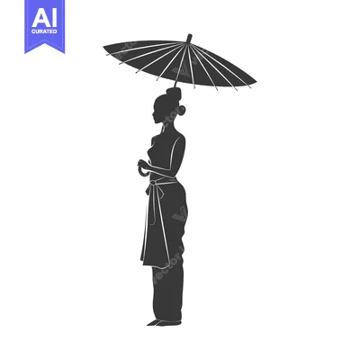 Aset premium populer: Silhouette of a Woman with an Umbrella